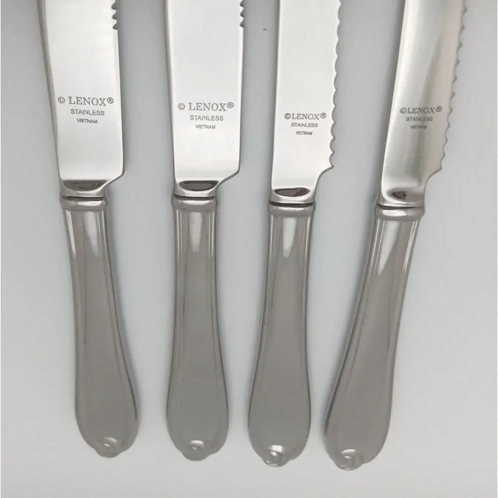 Lenox Hartleigh 2 Bread & 2 Steak Knifes Set 18/10 Stainless Flatware Vietnam
